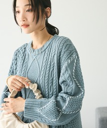 ハンドステッチケーブルニットチュニック