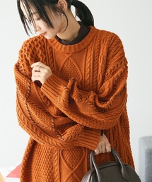 ハンドステッチケーブルニットチュニック
