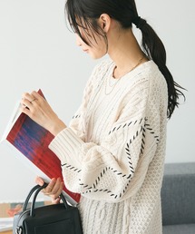 ハンドステッチケーブルニットチュニック