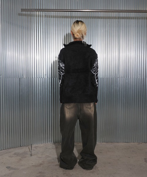 UNISEX]ビッグバタフライ・アンゴラハイネックニットジップ