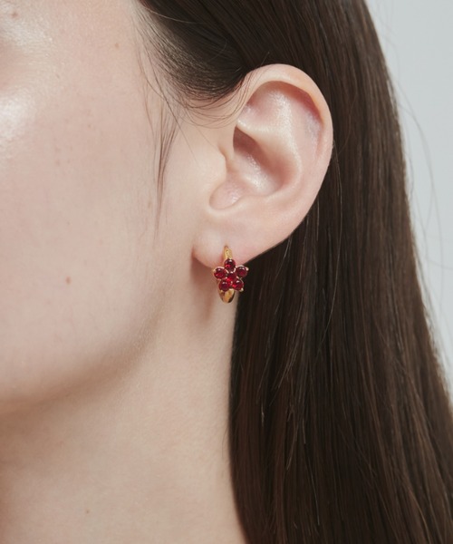 セール】【 金属アレルギー対応 】 フラワービジュー フープピアス