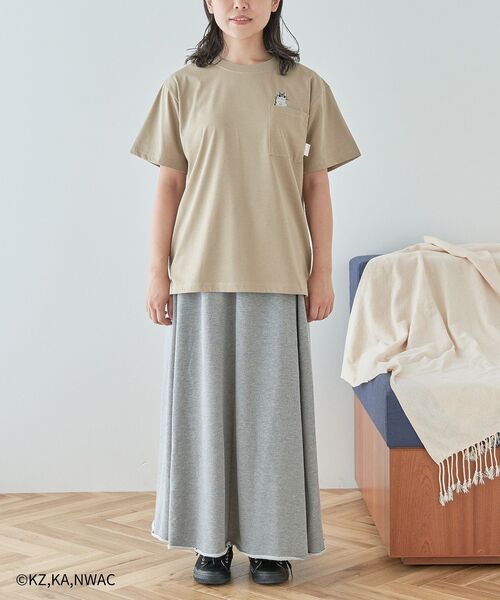 CRAFT STANDARD BOUTIQUE(クラフトスタンダードブティック)の「夜は猫といっしょ/PKT-TEE(Tシャツ/カットソー・レディース・オフホワイト/ベージュ/ネイビー・FREE)」の6枚目の写真