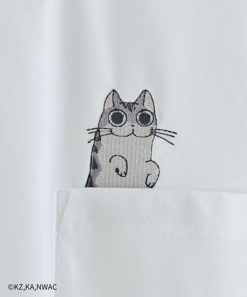 CRAFT STANDARD BOUTIQUE(クラフトスタンダードブティック)の「夜は猫といっしょ/PKT-TEE(Tシャツ/カットソー・レディース・オフホワイト/ベージュ/ネイビー・FREE)」の8枚目の写真