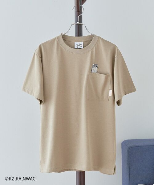 CRAFT STANDARD BOUTIQUE(クラフトスタンダードブティック)の「夜は猫といっしょ/PKT-TEE(Tシャツ/カットソー・レディース・オフホワイト/ベージュ/ネイビー・FREE)」の9枚目の写真