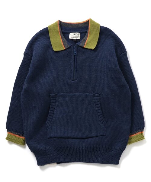 F.O.KIDS（エフオーキッズ）の「ハーフジップニットプルオーバー（ニット/セーター・キッズ・ブラウン/ミント/ネイビー・80/90/100/110/120/130/140）」の3枚目の写真