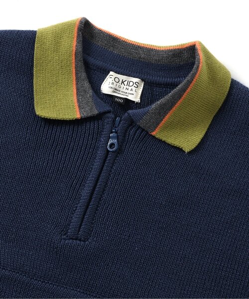 F.O.KIDS（エフオーキッズ）の「ハーフジップニットプルオーバー（ニット/セーター・キッズ・ブラウン/ミント/ネイビー・80/90/100/110/120/130/140）」の9枚目の写真