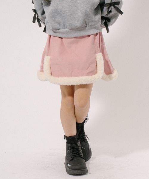 Mielボアシリーズ】裾ボアスリット台形ミニスカート（スカート