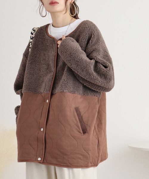 【セール】ドッキングキルトカーデ（ノーカラージャケット）｜Arinomama（アリノママ）