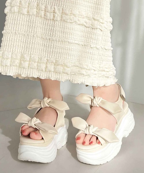 セール】【mily bilet】大人ガーリーに足元彩る。リボンデザイン厚底