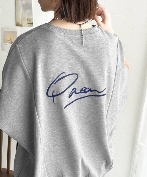 classicalelf(クラシカルエルフ)の「ゆるっとシルエットで、今っぽ抜け感スタイル。バック刺繍裏毛プルオーバー(Tシャツ/カットソー・レディース・杢グレー/アイボリー/チャコール/ネイビー/オートミール・LARGE/MEDIUM/SMALL/X-LARGE)」の11枚目の写真