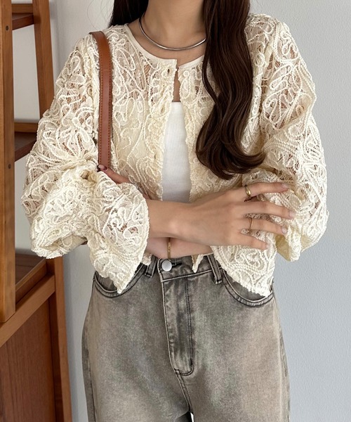 セール】前後2wayシアーレースブラウス（シャツ/ブラウス）｜callautia