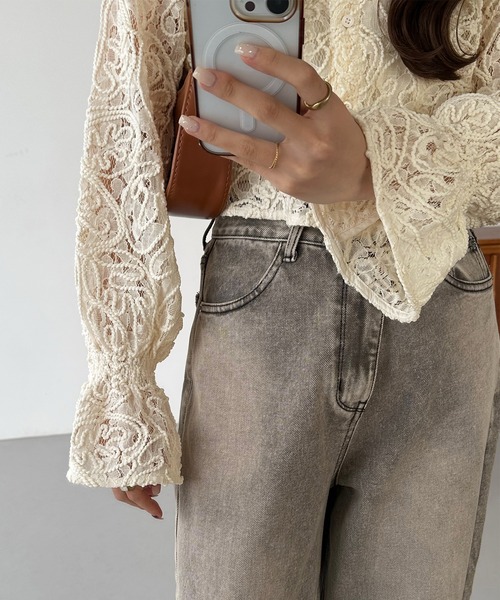 callautia（カラウティア）の「前後2wayシアーレースブラウス（シャツ/ブラウス・レディース・ブラック/アイボリー・SMALL/LARGE/MEDIUM）」の9枚目の写真