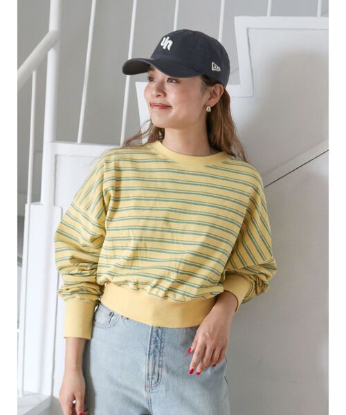 Ungrid(アングリッド)の「ショートボーダーロングスリーブTee(Tシャツ/カットソー・レディース・ブラウン/イエロー/オフホワイト・FREE)」の5枚目の写真