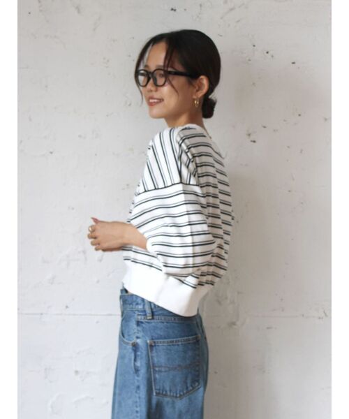 Ungrid(アングリッド)の「ショートボーダーロングスリーブTee(Tシャツ/カットソー・レディース・ブラウン/イエロー/オフホワイト・FREE)」の21枚目の写真