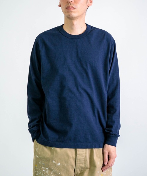 RINEN（リネン）の「[RINEN ] オーガニック天竺 クルーネック（Tシャツ/カットソー・メンズ・ネイビー/ホワイト・2/3）」の2枚目の写真