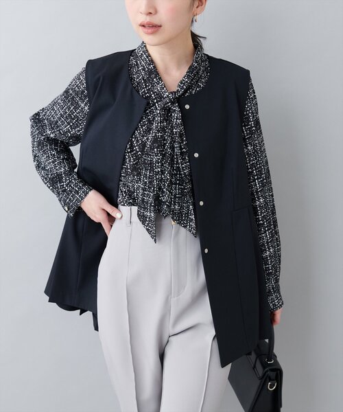 natural couture(ナチュラルクチュール)の「オケージョン対応可 / ツイルタックベスト(その他アウター・レディース・ブラック/ベージュ/ネイビー・FREE)」の21枚目の写真
