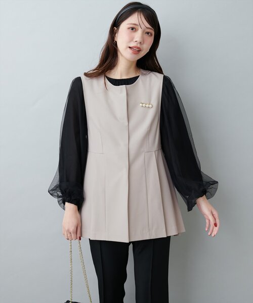 natural couture(ナチュラルクチュール)の「オケージョン対応可 / ツイルタックベスト(その他アウター・レディース・ブラック/ベージュ/ネイビー・FREE)」の13枚目の写真
