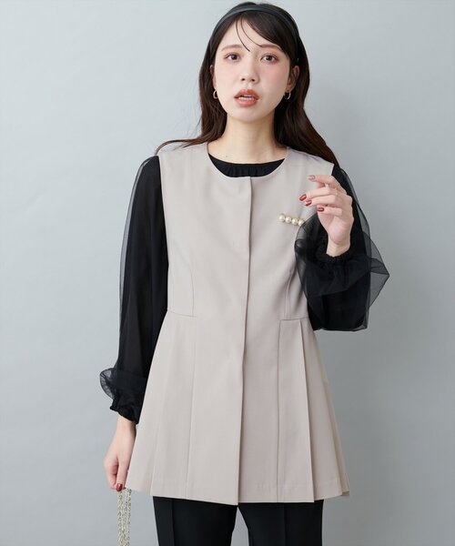 natural couture(ナチュラルクチュール)の「オケージョン対応可 / ツイルタックベスト(その他アウター・レディース・ブラック/ベージュ/ネイビー・FREE)」の12枚目の写真