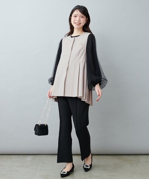 natural couture(ナチュラルクチュール)の「オケージョン対応可 / ツイルタックベスト(その他アウター・レディース・ブラック/ベージュ/ネイビー・FREE)」の14枚目の写真
