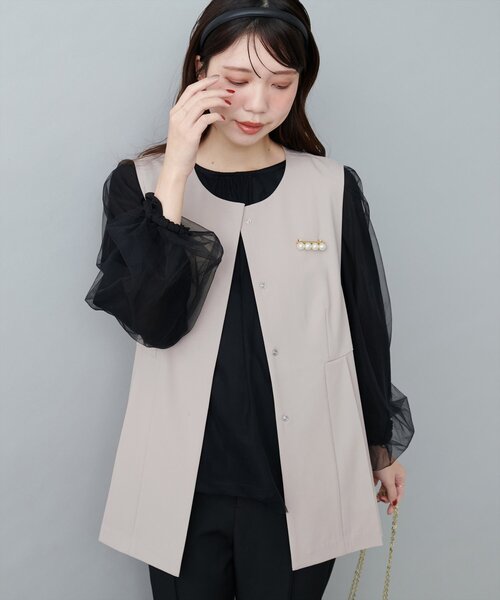 natural couture(ナチュラルクチュール)の「オケージョン対応可 / ツイルタックベスト(その他アウター・レディース・ブラック/ベージュ/ネイビー・FREE)」の15枚目の写真