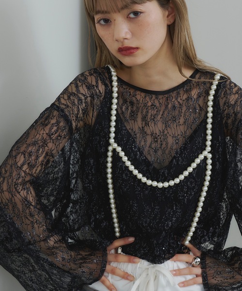 VIOLETTA(ヴィオレッタ)の「スパンコールレースシアートップス(その他トップス・レディース・ホワイト/ブラック/グレー系その他・FREE)」の20枚目の写真