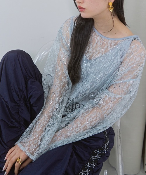 VIOLETTA（ヴィオレッタ）の「スパンコールレースシアートップス