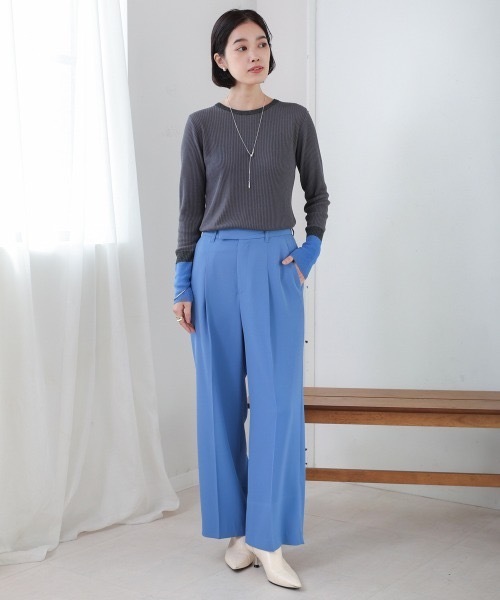 Bou Jeloud(ブージュルード)の「袖口配色ラメリブニットプルオーバー(ニット/セーター・レディース・ベージュ/チャコールグレー/カーキ・FREE)」の5枚目の写真