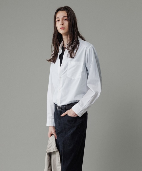新品　Adam et rope 半袖　五分袖　ブラウス　コットン　ホワイト　38 Sea Island Cotton】レギュラーカラーシャツ（シャツ/ブラウス