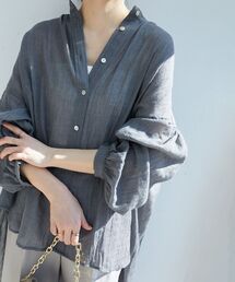 シアーガーゼバックギャザーシャツ