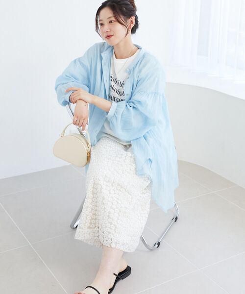 le.coeur blanc（ルクールブラン）の「シアーガーゼバックギャザーシャツ（シャツ/ブラウス・レディース・オフホワイト/サックスブルー/ベージュ/チャコールグレー・38）」の10枚目の写真