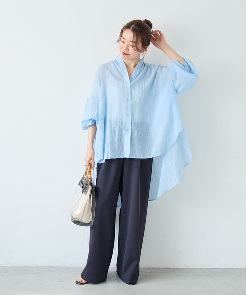 le.coeur blanc(ルクールブラン)の「《WEB限定アイテム》シアーガーゼバックギャザーシャツ(シャツ/ブラウス・レディース・オフホワイト/サックスブルー/ベージュ/チャコールグレー/ブラック・38)」の19枚目の写真