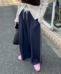 ウエストレイヤード ラインイージーパンツ