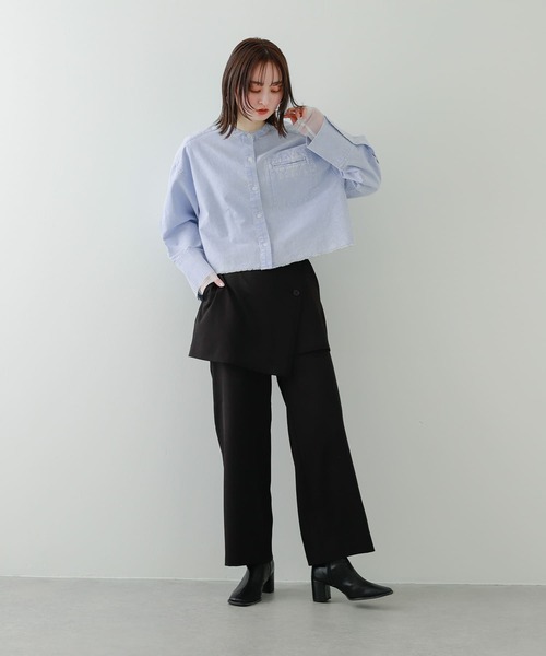 SENSE OF PLACE by URBAN RESEARCH(センスオブプレイスバイアーバンリサーチ)の「クロップドケミカルウォッシュシャツ(シャツ/ブラウス・レディース・グレー/ライトブルー・ONE)」の6枚目の写真