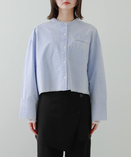 SENSE OF PLACE by URBAN RESEARCH(センスオブプレイスバイアーバンリサーチ)の「クロップドケミカルウォッシュシャツ(シャツ/ブラウス・レディース・グレー/ライトブルー・ONE)」の14枚目の写真