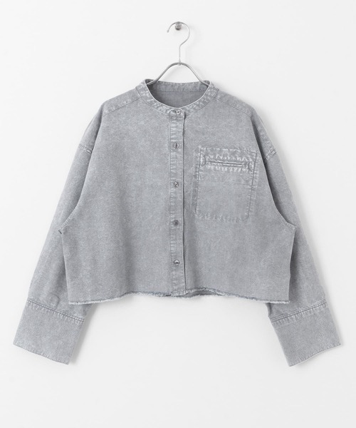 SENSE OF PLACE by URBAN RESEARCH(センスオブプレイスバイアーバンリサーチ)の「クロップドケミカルウォッシュシャツ(シャツ/ブラウス・レディース・グレー/ライトブルー・ONE)」の19枚目の写真