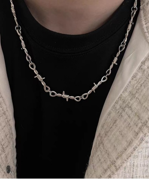 有刺鉄線モチーフネックレス/ユニセックス Y2K/barbedwire（MA/EK246