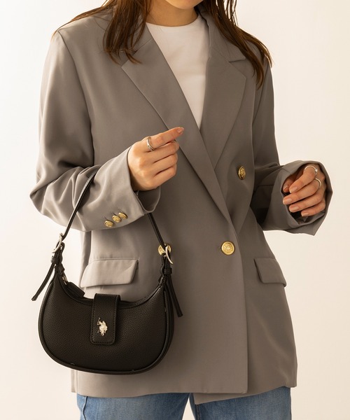 U.S. POLO ASSN.（ユーエスポロアッスン）の「【U.S. POLO ASSN.】≪別注≫ 3WAY Half Moon Bag / ハーフムーンショルダーバッグ  ハンドバッグ（ショルダーバッグ・レディース・ブラック/グレイッシュベージュ/ライトグレー/グリーン・FREE）」の6枚目の写真