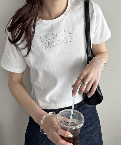 DISCOAT（ディスコート）の「キラキラロゴミニTシャツ（Tシャツ/カットソー・レディース・オフホワイト/ブラック・FREE）」の21枚目の写真
