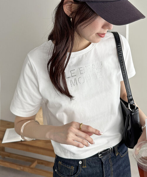 DISCOAT（ディスコート）の「キラキラロゴミニTシャツ（Tシャツ/カットソー・レディース・オフホワイト/ブラック・FREE）」の22枚目の写真