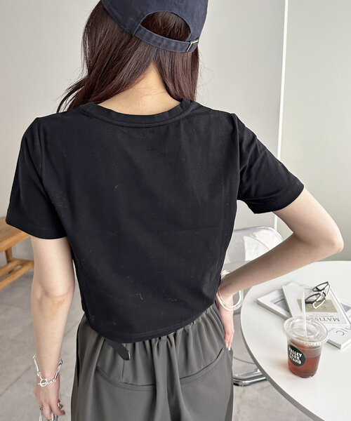 DISCOAT（ディスコート）の「キラキラロゴミニTシャツ（Tシャツ/カットソー・レディース・オフホワイト/ブラック・FREE）」の8枚目の写真