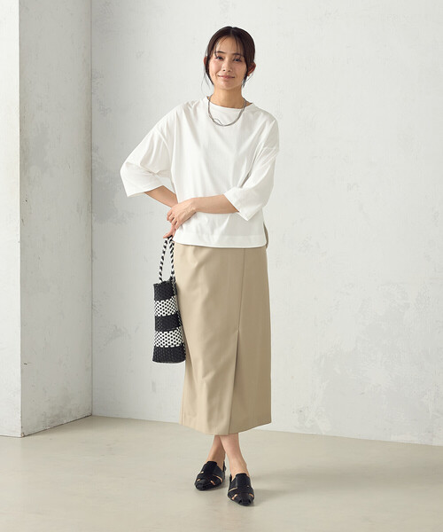 COMME CA ISM(コムサイズム)の「7分袖シンプルカットソー(Tシャツ/カットソー・レディース・ミント/ホワイト/ネイビー・MEDIUM/LARGE)」の4枚目の写真