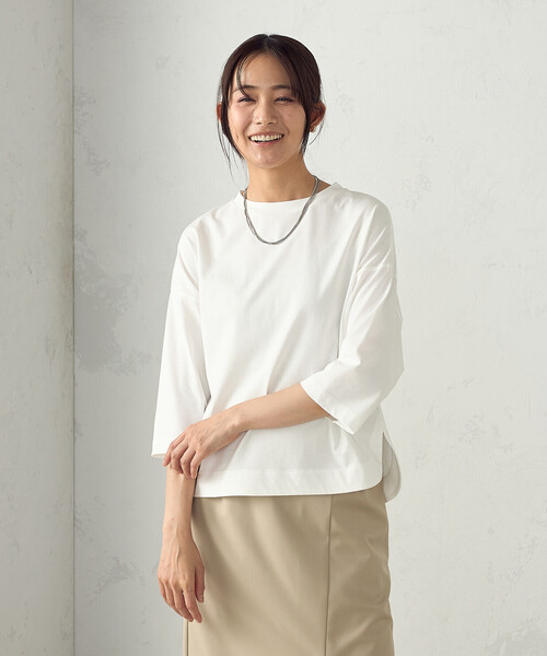 COMME CA ISM(コムサイズム)の「7分袖シンプルカットソー(Tシャツ/カットソー・レディース・ミント/ホワイト/ネイビー・MEDIUM/LARGE)」の5枚目の写真