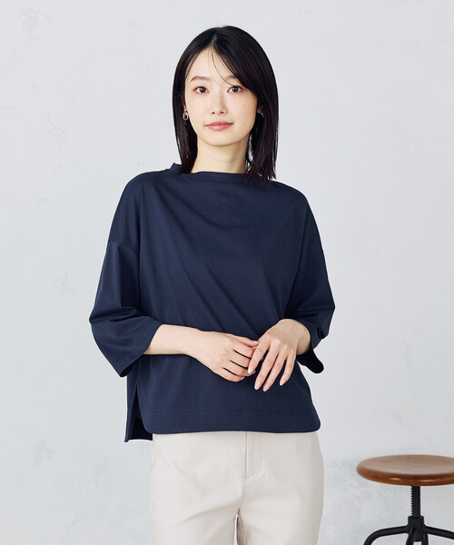 COMME CA ISM(コムサイズム)の「7分袖シンプルカットソー(Tシャツ/カットソー・レディース・ミント/ホワイト/ネイビー・MEDIUM/LARGE)」の7枚目の写真