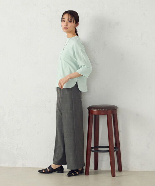 COMME CA ISM(コムサイズム)の「7分袖シンプルカットソー(Tシャツ/カットソー・レディース・ミント/ホワイト/ネイビー・MEDIUM/LARGE)」の9枚目の写真