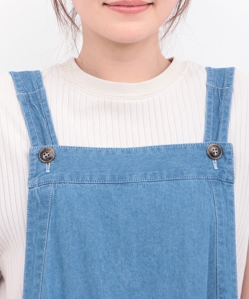 チチカカ（チチカカ）の「デニムジャンパースカート【大きいサイズ】（ジャンパースカート・レディース・ブルー/インディゴブルー・3L）」の10枚目の写真