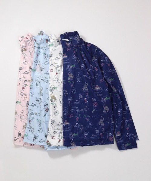Picone CLUB（ピッコーネクラブ）の「総イラストUV冷感プルオーバー（Tシャツ/カットソー・レディース・ブルー/ホワイト/ピンク/ネイビー・S/L/M）」の15枚目の写真