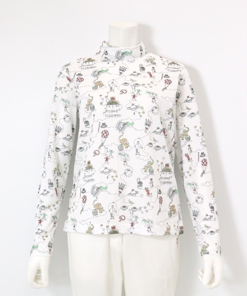 Picone CLUB（ピッコーネクラブ）の「総イラストUV冷感プルオーバー（Tシャツ/カットソー・レディース・ブルー/ホワイト/ピンク/ネイビー・S/L/M）」の5枚目の写真