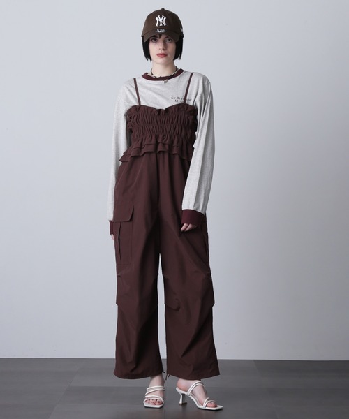 ROSE BUD(ローズバッド)の「(CREOLME)コットンナイロンオールインワン(つなぎ/オールインワン・レディース・ブラウン/ブラック・ONE SIZE)」の9枚目の写真