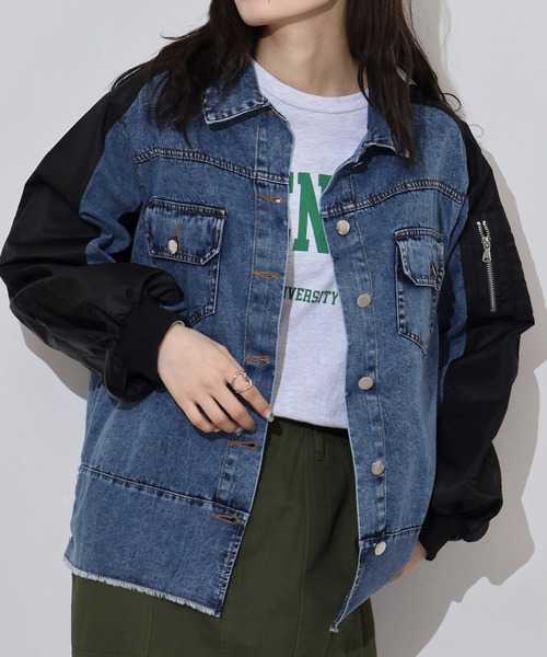 春夏ジャケット　ファニーリブ　funny LIB je crois soi ミリタリーデニムジャケット（デニムジャケット