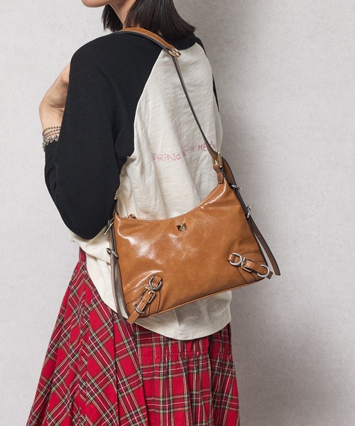 jouetie（ジュエティ）の「【jouetie/ジュエティ】ベルテッド　ヴィンテージクラッシュ　ミニショルダーバッグ（ショルダーバッグ・レディース・パイソン/ネイビー/オフホワイト/ブラック/キャメル/ブルー系その他・FREE）」の5枚目の写真